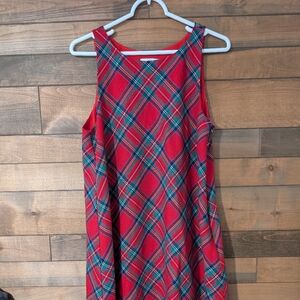 Vineyard Vines Jolly Plaid Sleeveless Dress Red Green‎ Holiday Party Size 12